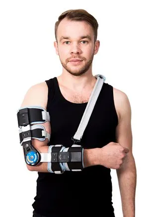 Postoperative Ellbogenstütze mit Schlinge